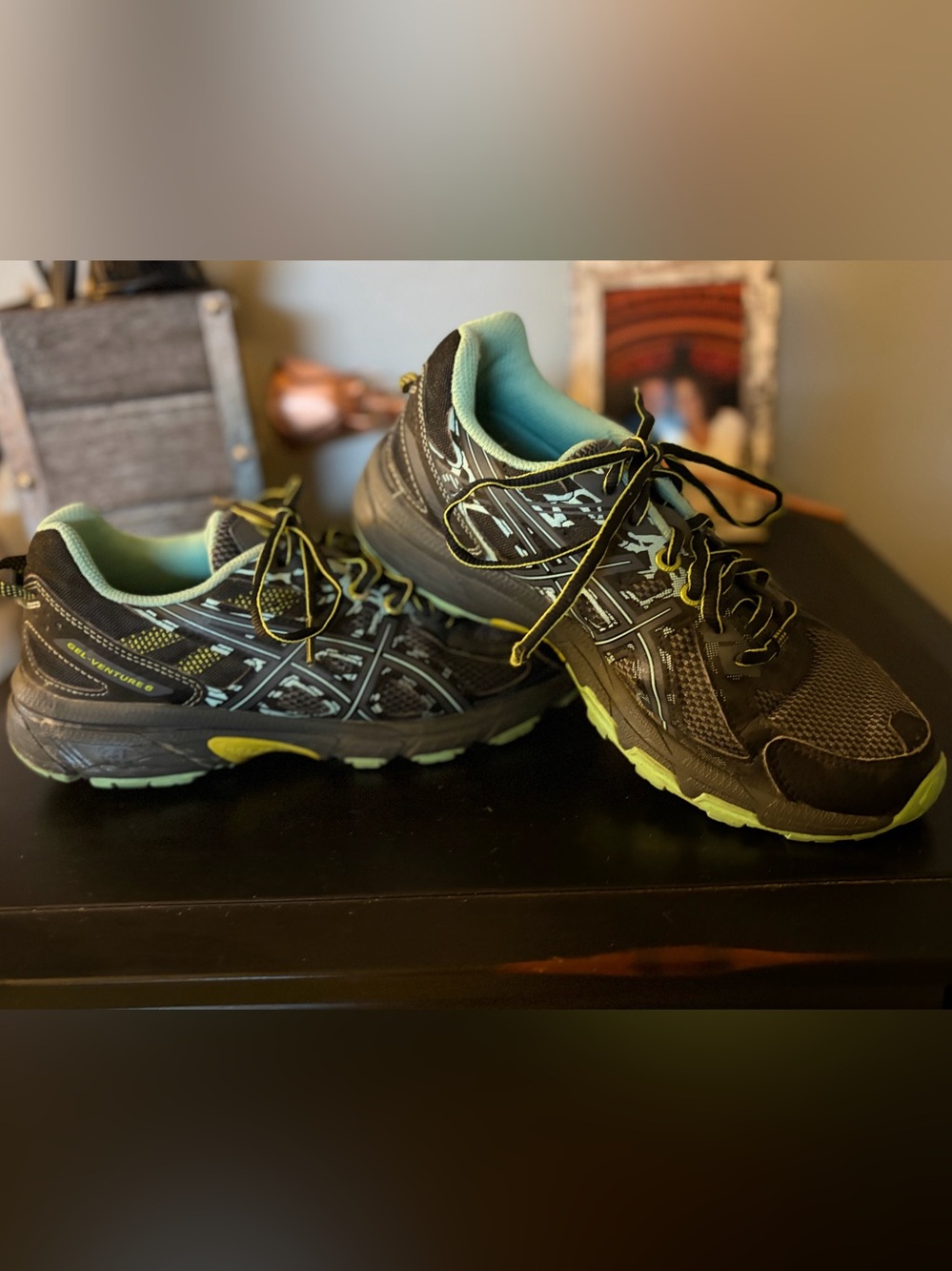 ASIC Woman’s Black and Lime Running Shoes - Cushioned Athletic Trainer